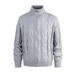 Chunky Cable Knit Zip-Up Sweater Coat - High Neck Cropped Cardigan For Women, Autumn Winter Fashion, Casual Loungewear (Black, Grey)_viptrois.com