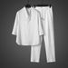 Men's Clothing New Thin Casual Sports Suit Men's Summer High End V Neck Slim Fit Three Quarter Sleeves Two Piece Suit_viptrois.com