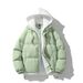 Unisex Winter Puffer Jacket – Thickened Two-Tone Colorblock Coat With Detachable Hood (S-3XL, Black/Beige/Sky Blue/Mint/Coffee/Dark Gray)_viptrois.com