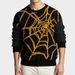 Cross-Border Fashion Men's Autumn New Round Neck Sweater American Retro Spider Web Pattern Jacquard Knitted Base Shirt_viptrois.com