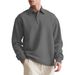 Men's Clothing Texture Jacquard Solid Color Men's Long Sleeved Polo Shirt Foreign Trade Button New Lapel Loose Sweatshirt_viptrois.com