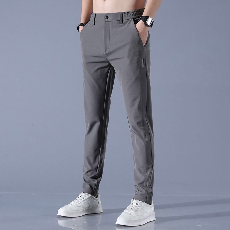 Men's Summer Thin Casual Trousers Loose Fit Ice Silk Quick Drying Versatile Straight Leg Trendy Summer Pants_viptrois.com