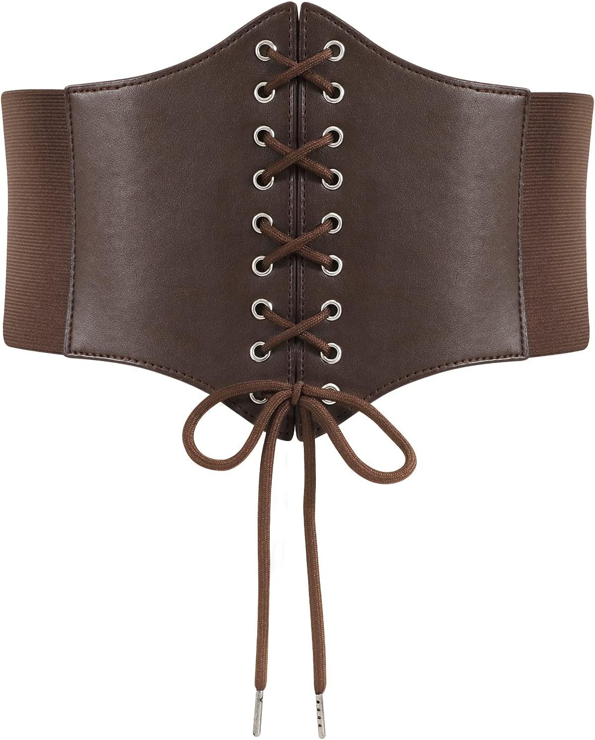 Werforu Tied Cincher Belt, Women's Black Lace-up Corset, Elastic Waist Belt For Halloween Party_viptrois.com