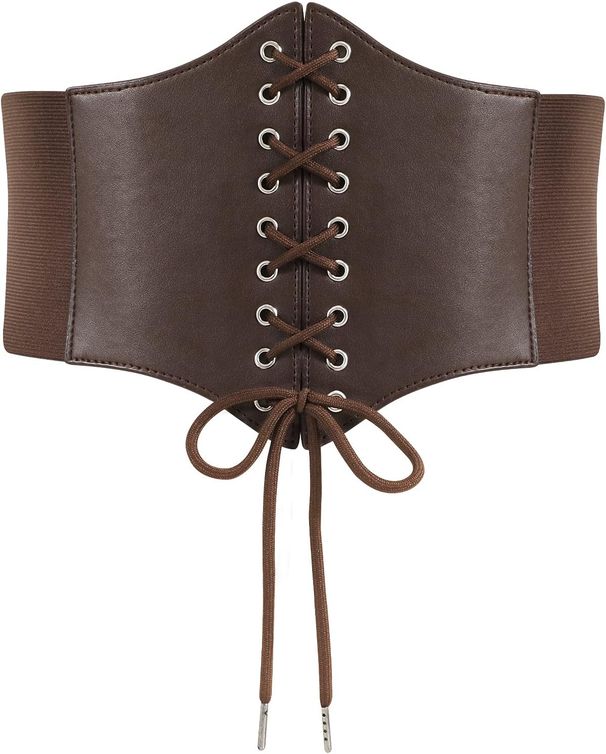 Werforu Tied Cincher Belt, Women's Black Lace-up Corset, Elastic Waist Belt For Halloween Party_viptrois.com