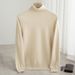 100% Pure Wool Sweater For Men, High Collar, Loose Fit, Thin Pullover Knitted Cashmere Sweater, Seamless Base Shirt_viptrois.com