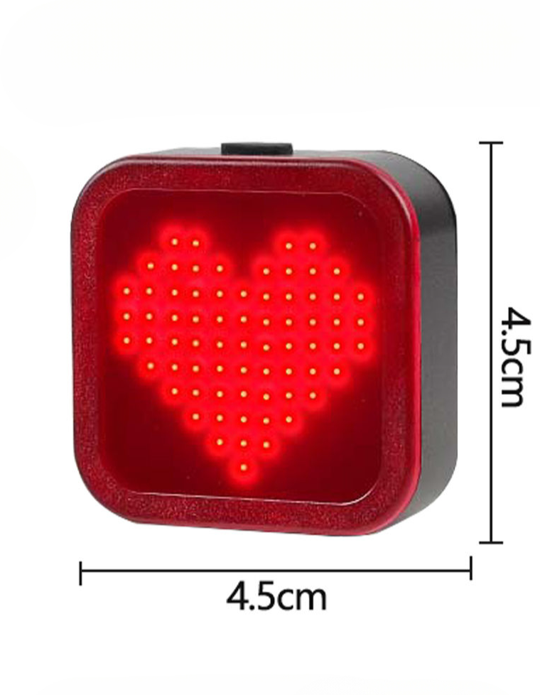 Bicycle Night Road Tail Rechargeable Smart Sensor Creative Heart Light Mountain Bike Riding Gear_viptrois.com