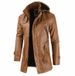 Long leather coat in men's clothing Korean youth plus size PU leather windbreaker_viptrois.com