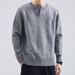 Autumn and Winter V-neck Men's Quality Threaded Knitted Top Solid Color Casual Long Sleeve Knitted Base Sweater Inner Coat_viptrois.com