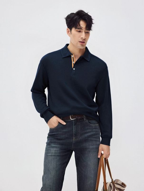 European Fashion Men's Top Old Money Windbreaker New Loose Solid Color Business Casual Lapel Long Sleeve Autumn And Winter_viptrois.com