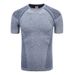 Summer round neck striped men's sports short sleeved quick drying T shirt European and American fitness breathable seamless printed bottoming shirt_viptrois.com