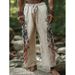 Men's Casual Fashion Loose Linen Trousers Wide Leg Digitally Printed Various Patterns Spring Autumn Wear_viptrois.com