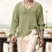 Men's Summer Knit Sweater Breathable Loose Fit Casual V-Neck Pullover Lightweight_viptrois.com