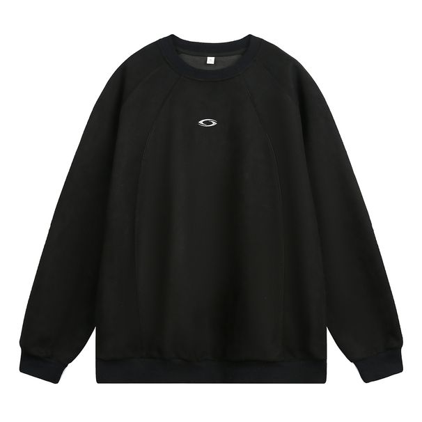 Split Structure Heavy Suede Round Neck Sweatshirt Men's Autumn Style Contrast Color Embroidery Pullover Trendy Brand Top Jacket_viptrois.com