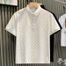 Summer New Style Men's Short Sleeve T-Shirt Fashionable Light Luxury Jacquard Casual Slim Fit Turn Down Collar Base Layer Top_viptrois.com