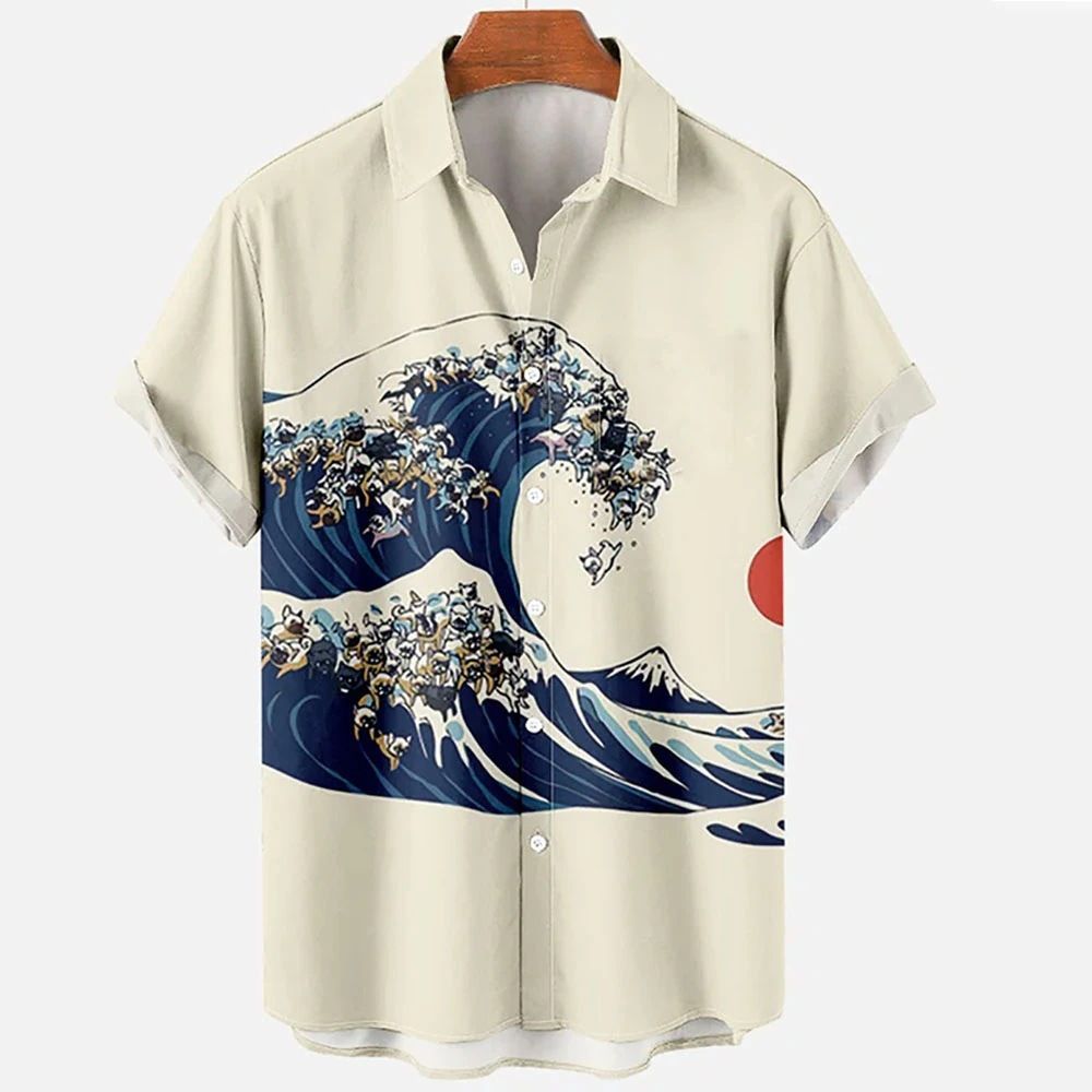 Men's Clothing New Men's Casual Slim Fashion 3D Printed Short Sleeved Shirt Men's Shirt_viptrois.com