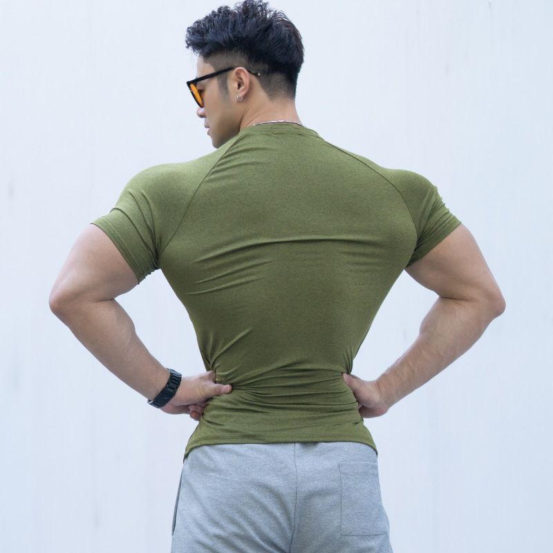 Men's Quick Dry Workout T-Shirt Muscle Fit Gym Training Shirts Breathable Stretch Athletic Tee Summer_viptrois.com