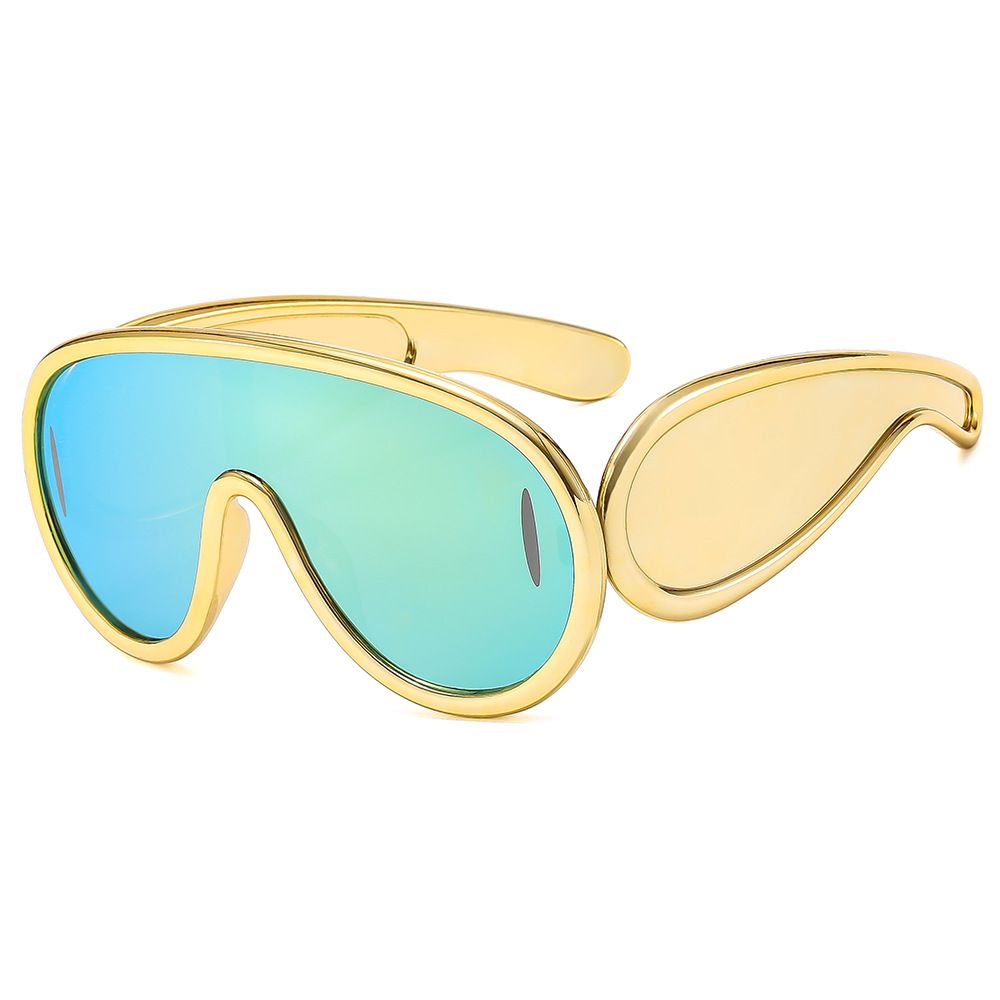 Personality Large Frame Sunglasses Gold Frame Silver Frame Punk Lenses Hip Hop Large Frame Sunglasses_viptrois.com