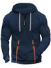 Men's Fashion Hooded Sweatshirt – Trendy Zip-Up Pullover With Multi-Pockets, Slim Fit Casual Jumper (Black/Light Gray/Dark Gray/Green/Navy, S-XXL)_viptrois.com