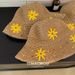Korean Style ~ Knock Out Piece Embroidery Yellow Daisy Straw Fisherman Hat Female Summer Seaside Sun Protection Straw Hat Folding_viptrois.com