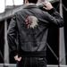 Men's Clothing leather clothing personality lapel embroidery motorcycle clothing leisure trend leather jacket_viptrois.com