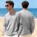 Men's Clothing Loose-Fit V-Neck Knit Sweater With Jacquard Pattern – Breathable Polyester Long Sleeve Pullover, Casual Streetwear (Sizes S-XXXL)_viptrois.com