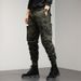 Men's Trendy Multi Pocket Cargo Pants Harem Style Loose Fit Casual Long Trousers Style Mid Waist Polyester_viptrois.com