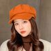 Solid Color Woolen Newsboy Cap For Women Autumn Winter Thickened Warm Beret Painter Hat_viptrois.com