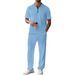Texture Knitted Polo Shirt Men's Short Sleeved Trousers Suit Two Piece Set_viptrois.com