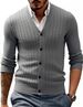 Men’s V-Neck Cable Knit Cardigan | Slim Fit Button-Up Sweater (M-5XL, 8 Colors)_viptrois.com