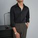 Men's Clothing Autumn Black Shirt Men's Long Sleeve Slim Business Suit Men's Wine Red Wedding Shirt Elastic Free Ironing_viptrois.com