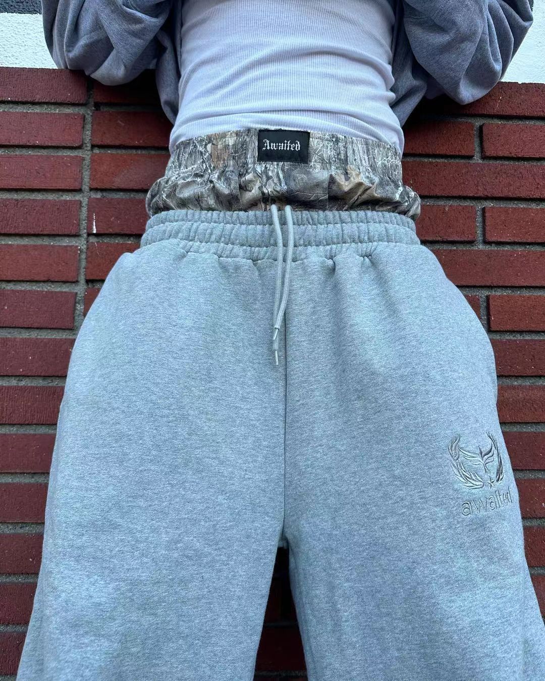 Men's Clothing Casual Pants Men's Loose Straight Retro High Street Wide Leg Splicing Sports Pants Sweatpants_viptrois.com