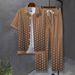 Men's Clothing Casual Outdoor Striped Men's Summer Trend All Match High Quality Shirt Print Short Sleeved Trousers Two Piece Suit_viptrois.com