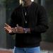 Men's Waffle Knit Sweater - Breathable Long Sleeve Pullover With Textured Pattern, Lightweight Round Neck Casual Top For Spring & Autumn_viptrois.com
