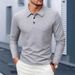 Men's Long Sleeve Polo Shirt – Breathable Waffle Knit, Slim Fit, Business Casual & Streetwear Versatile (Black/White/Navy/Gray, S-XXL)_viptrois.com