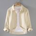 Corduroy Shirt Men's Casual Workwear Men's Long Sleeved Outerwear Striped Velvet Shirt Single Breasted_viptrois.com