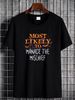 Most Likely To Halloween Manage The Mischief Matching T-Shirt Designer Clothes Graphic Casual T-Shirt For Women Casual Female Unisex Top For Everyday Wear Comfortable Soft Breathable Stylish Women Print Round Neck Short Sleeve Slightly Stretched_viptrois.com