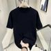 Men's Clothing Ins Short Sleeved Men's Summer Personalized Letter Embossed Print Contrast Color Youth Loose Casual Stretch T Shirt_viptrois.com