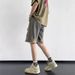 Men's Distressed Denim Shorts - Ripped Raw Hem 5-Inch Inseam Baggy Fit High Street Fashion Summer Casual Shorts_viptrois.com