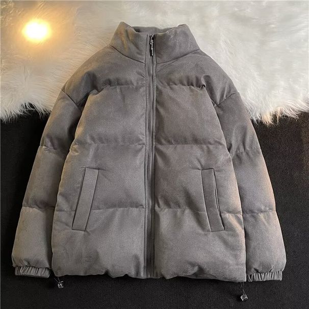Autumn Thickened Fashion Trendy Brand Stand Collar Puffer Jacket Solid Color American Style Loose Cotton Coat Versatile_viptrois.com