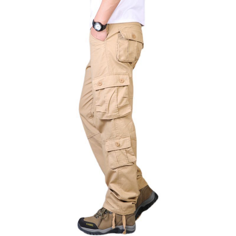 Man's clothing Overalls men's wear resistant sports pants Men's pants straight leg loose large size cotton fashion multi-pocket casual pants_viptrois.com
