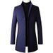 Loom Loom 2024 European And American Autumn Winter New Mid-Length Single-Breasted Stand Collar Wool Men's Slim Fit Trench Coat_viptrois.com