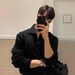 1 Autumn Winter Dark Green Turn-Down Collar Knitted Cardigan Loose Lazy Style Sweater Korean Version Men's Fashion Casual_viptrois.com
