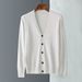 Men's Korean-Style Knit Cardigan – Slim Fit Casual Sweater (Black/White/Khaki, Lightweight Versatile Layering)_viptrois.com