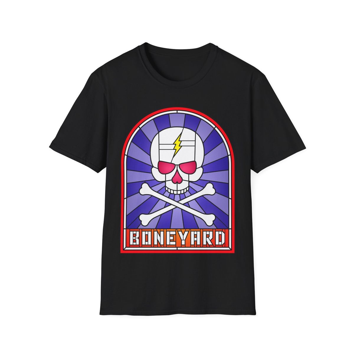 Funny Stained Glass Skull And Bones T-Shirt Mens Womens Tees Top, Halloween Shirt, Spooky Tee_viptrois.com