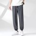 Men's Summer Thin Ice Silk New Style Jogger Sports Cropped Trendy Brand Cool Casual Long Pants_viptrois.com