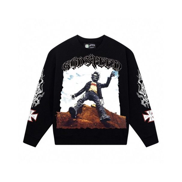 Trendy Brand Skull Print Heavy Cotton Unisex High Street Crew Neck Long Sleeve Sweatshirt_viptrois.com