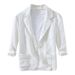 CT Men's Cotton Three-Quarter Sleeve Blazer Summer Thin Mid-Sleeve Linen Suit Casual Striped Youth Jacket_viptrois.com