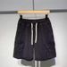 Men's Summer Thin Denim Shorts Loose Fit Cargo High Street Straight Leg Elastic Waist Mid-Length Trendy Brand Clothing_viptrois.com