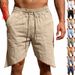 Men's Linen Sports Shorts Summer Loose Beach Casual Solid Color Personalized Swallowtail Style_viptrois.com