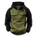 Men's Clothing Half Zip Multi Pocket Workwear Men's Half-Zip Multi-Pocket Workwear Jacket Retro Color Block Stand Collar Hoodie Autumn Casual Coat_viptrois.com